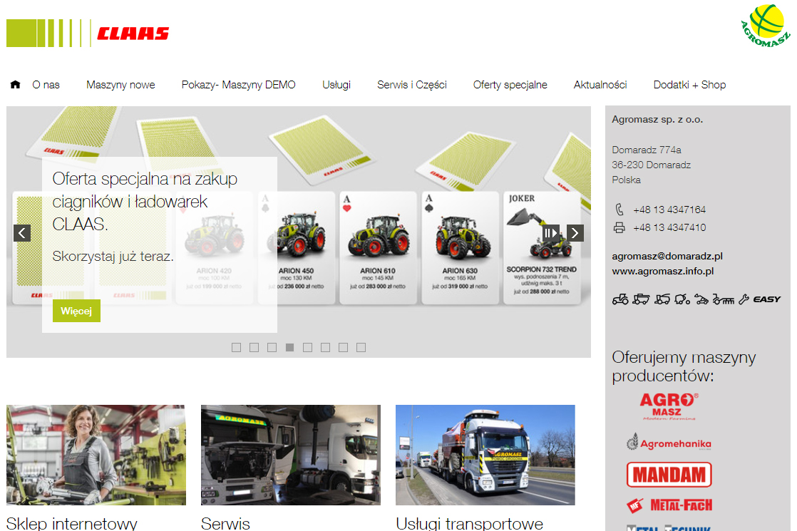 CLAAS panel sprzedazy